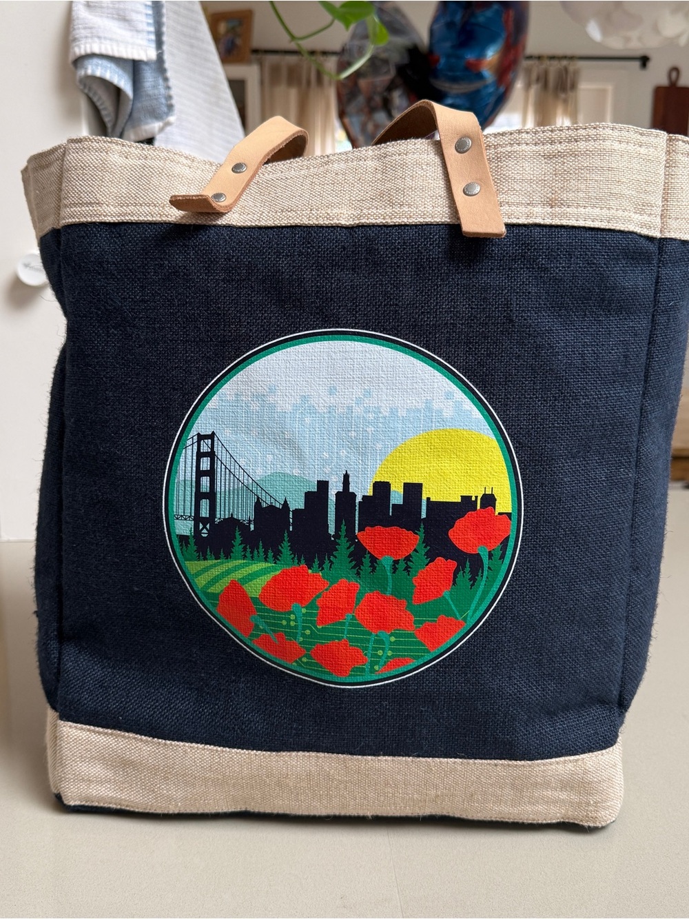 RARE Apolis San Francisco Canvas Tote Bag with SF Poppy Design